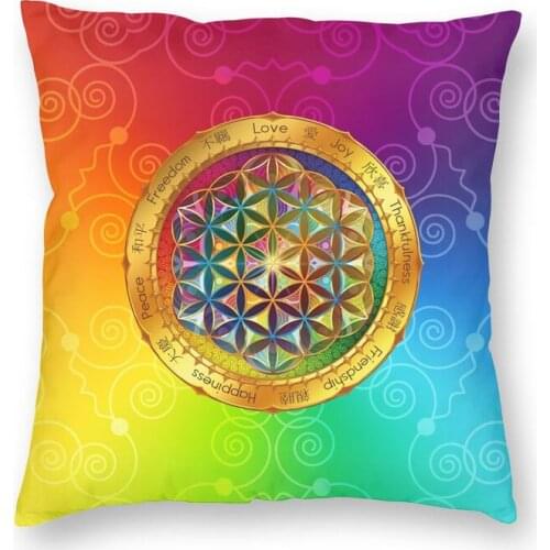 The Flower Of Life Pillow Cover Decoration Sacred Geometry Mandala Cushion Cover Throw Pillow for Sofa Double-Sided Printing