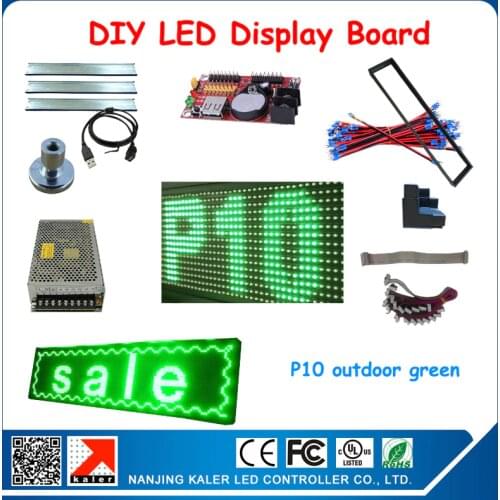 P10 outdoorgreen color LED display board module and control card,power cable keel display magnets DIY led sign