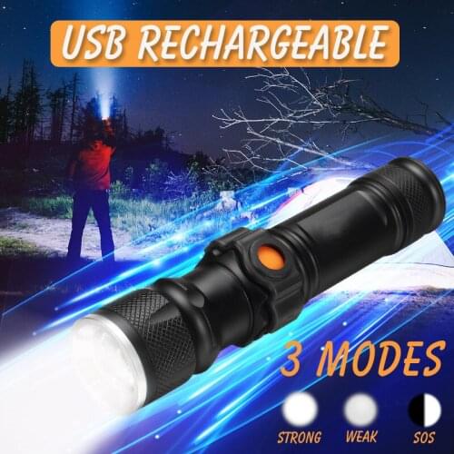 T6 USB Rechargeable LED Flashlight 10X Telescopic zoom Power Work Spot Light Lamp