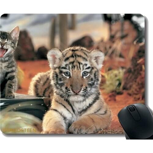 Mouse Pad Personalized,Tiger Kitten Cat Cry Open Mouth Lying 59398 Mouse Pads