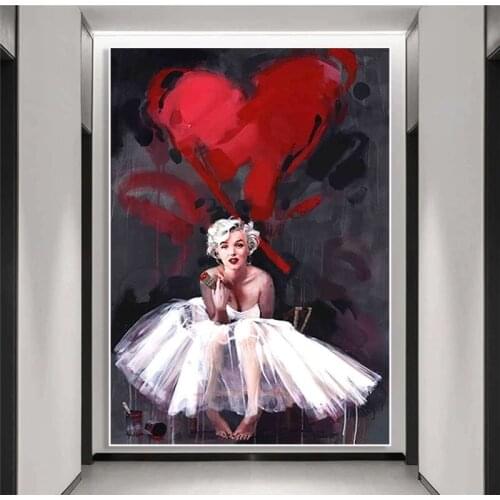 Marilyn Monroe Portrait Posters and Print Beautiful Girl Canvas Abstract Wall Art Girls Room Decor Cuadros Figure Painting