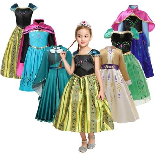 Anna Dress Princess Girls Elsa Anna Party Clothing Carnival Halloween Princess Snow Queen Children Party Costume