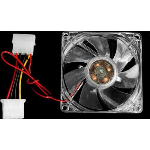 YYDS Clear 4-LED Blue Neon Light 80mm 12V 0.18A PC Computer Case Cooling Fan 8025