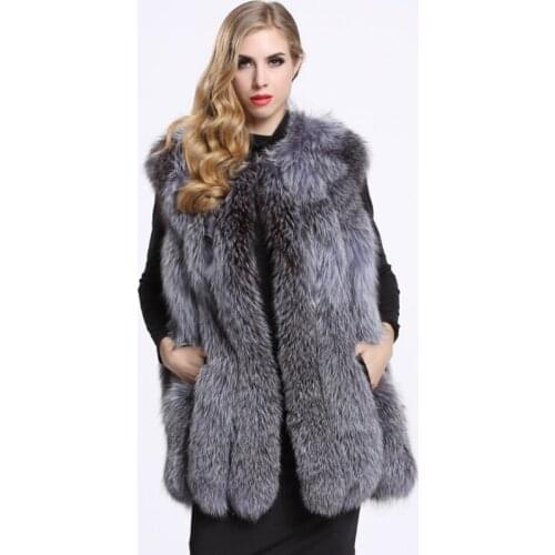 Savabien Faux Fur Coat Women 2019 Autumn Winter Warm Fox Fake Fur Vest Sleeveless Jacket Solid Elegant Long Overcoat Furry Coats