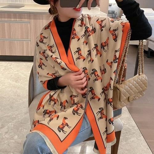 Imitation Cashmere Scarf Women Short Beard Tassels Travel Outdoor Wild Bib Autumn And Winter Pony Jacquard Warm Long Scarf