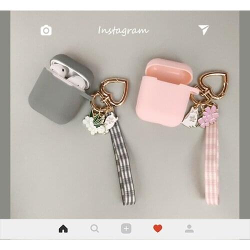 Super Cute Rabbit Flowers Silicone Case for Apple Airpods Accessories Headphones Protect Cover Earphone Cases Cartoon Keychain