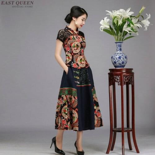 Traditional Chinese clothing for women skirt 2 piece suits oriental modern qi pao ladies female set 2 pieces pants 2018 AA3998