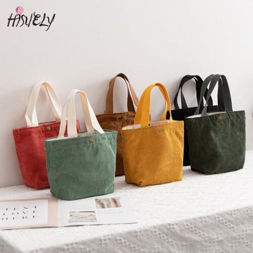 10 color Women Corduroy Shopping Bag Female Canvas Shoulder Bag Environmental Storage Handbag Reusable Foldable Eco Grocery Tote