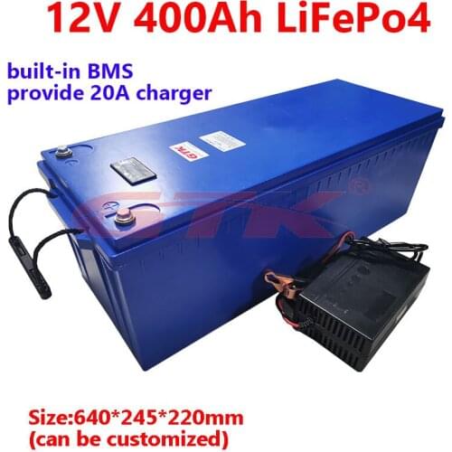 Waterproof 12V 400Ah 380Ah LiFepo4 lithium battery pack for RV Caravan campers motorhome solar energy storage marine+20A charger