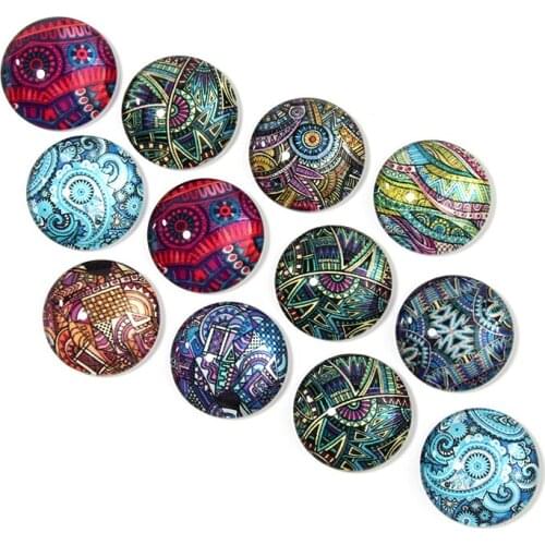 Xinyao 20Pcs 10mm 12mm 14mm 18mm Bohemian Style Round Glass Cabochon for DIY Jewelry Making