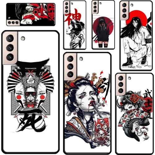 Japanese Geisha Girl Vaporwave Phone Case For Samsung Galaxy S21 Ultra Note 20 S20 FE S8 S9 S10 Note 10 Plus S10e Coque