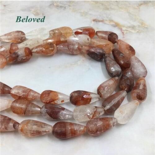 10*20mm Faceted Water Drop Blood Crystal Quartz Healing Loose Beads, Teardrop Red Quartz Gems Necklace Making Findings, BG18060