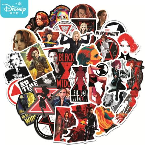 10/50PCS Disney Black Widow Stickers Avengers Marvel hero Waterproof Guitar Luggage Skateboard Laptop Cartoon Kids Stikers Toy