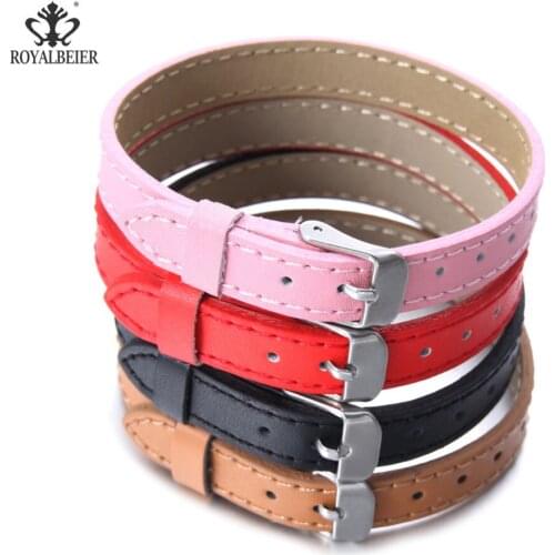 Best-selling 10pcs/lot New Women Handmade Casual Retro Four Color Wrap Pin Buckle Charm Punk Genuine Leather Bracelets SZ0518