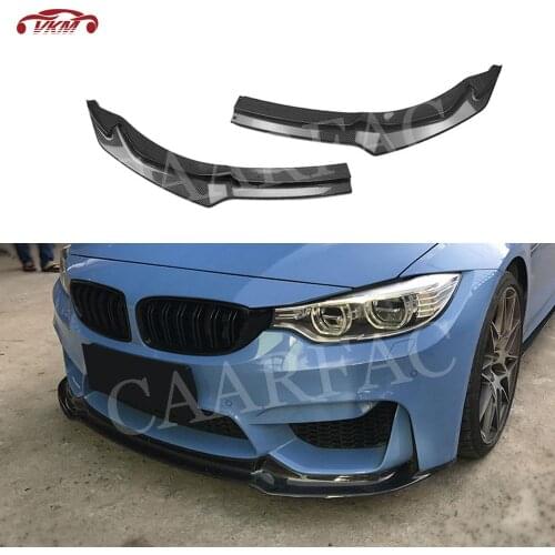 2PCS Carbon Car Front Bumper Lip Splitter Chin Cover Trim Spoiler for BMW 3 4 Series F80 M3 F82 F83 M4 2015-2020 Gloss Black