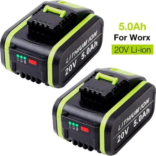 2Pack WA3551 5000mAh Li-Ion Replacement Battery for Worx 20V WA3553 WX523 WX390 WG329E WG259E Power Tools & Powershare Series