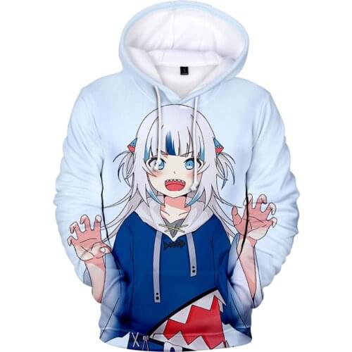 2021 Gawr Gura 3D New Little Shark Japanese Stylish Cartoon Hoodies Sweatshirt Winter Pullovers Adult Kids Long Sleeve Clothes