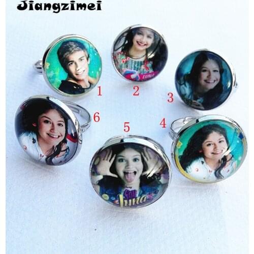 24pcs/lot(Mixed 8 models) Super pop singer Soy Luna Photo rings silver torque I'm moon glass Cartoon finger ring