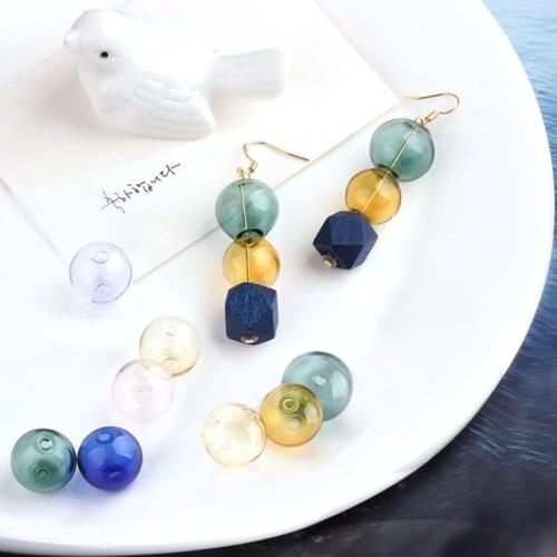 6pcs Korea Diy Jewelry Accessories Material Transparent Color two-hole Hollow Glass Dome Pendant Earrings Pendant