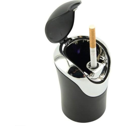 Aluminum Alloy LED Car Ashtray Portable Smoking Smokeless Can Temperature-retardant Cigarette Ash Cup Micro-curved Flip Cover