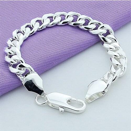 Fashion 925 Sterling Silver Men 10MM Sideways Charm Bracelet New Listings High Quality Bracelet Jewelry Christmas Gifts