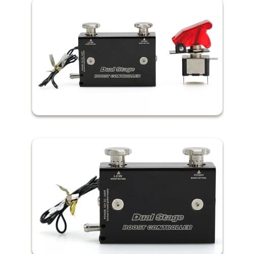 Black Dual Stage Electronic Turbocharger Turbo Boost /w Switch Universal