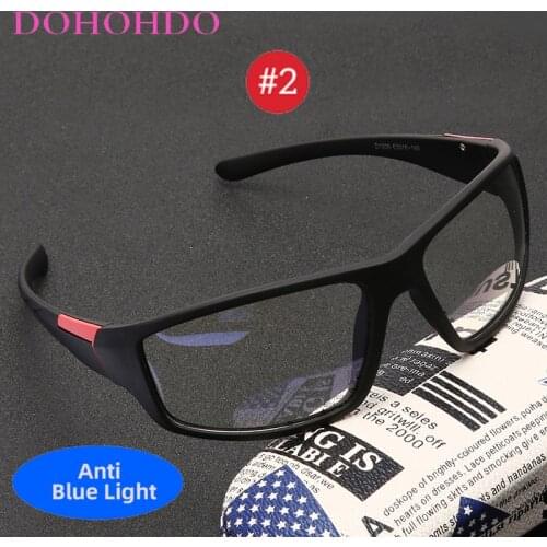 DOHOHDO New Anti Blue Light Glasses Men Classic Blue Light Blocking Gaming Computer Eyeglasses Male Retro Sport Black Spectacles