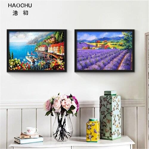 HAOCHU European pastoral scenery flower mural Canvas Painting Wall Painting poster new year christmas decorations for home