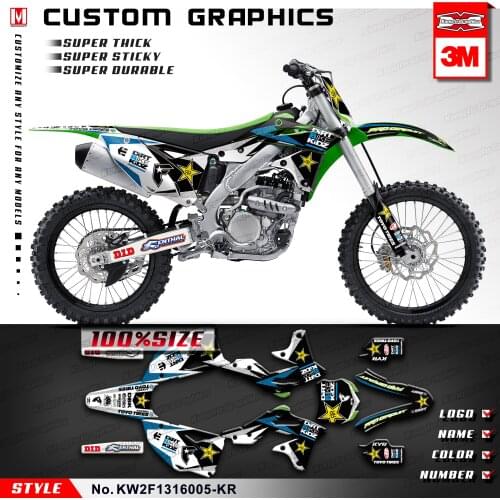 KUNGFU GRAPHICS Personalised Stickers MX Decals Self Adhesives for KX250F KX 250F 2013 2014 2015 2016