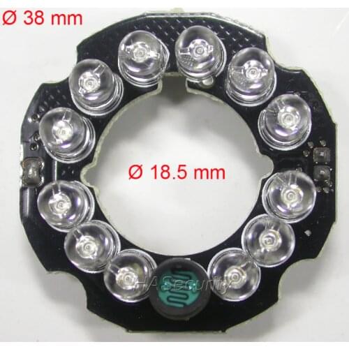 Infrared 12x (5mm lamp) IR LED board for CCTV cameras night vision (approximate diameter outer : 37mm / inner : 18.5mm)