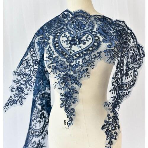 1Yd 54cm wide White pink red blue sequin embroidery lace Lace Wedding veil DIY curtain fabric decorative lace accessories AC1182