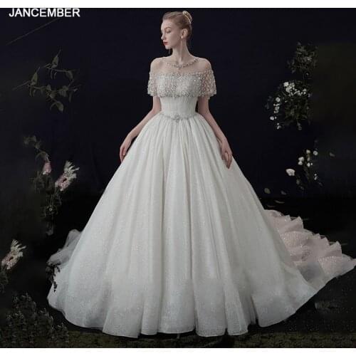 LDR68 Shawl Main Wedding Dress Starry Sky Dress 2021 New Small Trailing French Style Womens Banquet Party Activity Gown