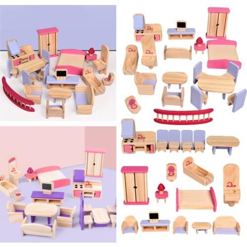1/12 Scale Dollhouse Miniatures Simulation Wood Chair Furniture Kit Living Room Home Decor Grils Toy Accs