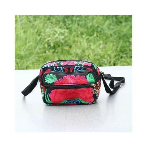 New coming national embroidery mini shopping handbags!Nice bohemian floral prints casual shoulder bag Hot multi-zippers carrier