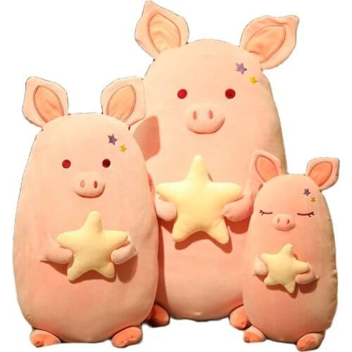 Squishy Pig Stuffed Doll Plush Piggy Toy Pink pig with star Animal Soft Plushie super soft Blanket Kids Comfortiny Gift for Kids