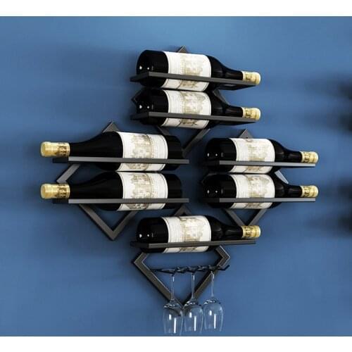 Wall Mounted Metal Wine Rack Wine Bottle Rack and Stemware Hanger Bottle Glass Holder for Home & Kitchen Display Decor