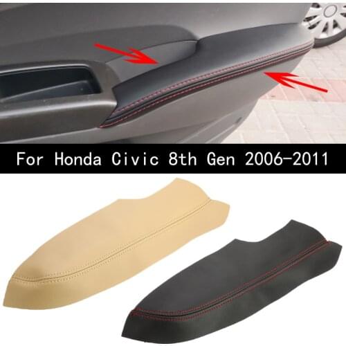 New Car Door Armrest Panel Microfiber Leather Cover Trim For Honda Civic 8th Gen 2006 2007 2008 2009 2010 2011 Auto Accessories