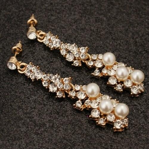 New fashion jewelry pearl crystal luxury chaotic earrings female elegant long earrings bridal wedding temperament earrings