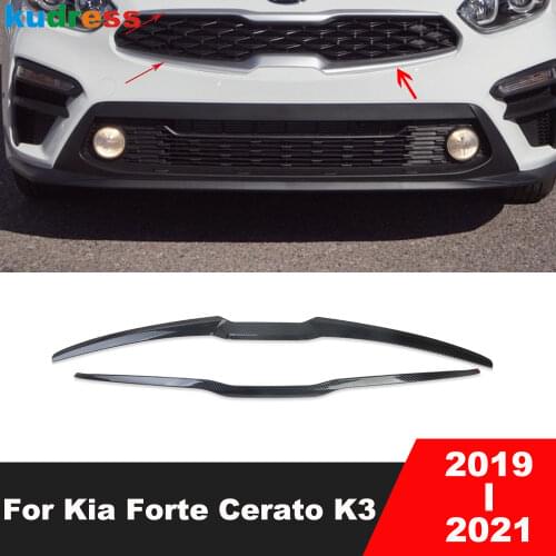 For Kia Forte Cerato K3 2019 2020 Carbon Fiber Car Front Upper Grill Grille Cover Trim Decoration Strip Styling Accessories
