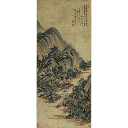 Scenery paintings traditional Chinese style landscape mural prints Fuchun mountain Qing Dynasty masterpiece reproduction