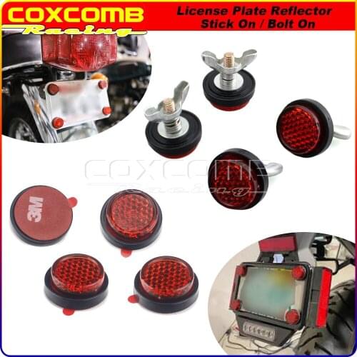 Self Adhesive Round 20mm Red Motorbike MOT Number Plate Reflector Tail Tidy License Plate Frame Safety Reflectors Fastener