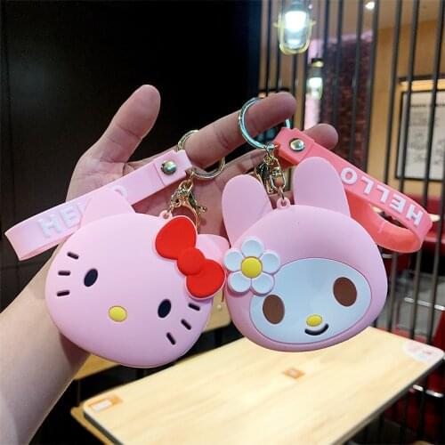 Sanrio Hello Kitty Cartoon Silicone Coin Purse Pendant Keychain Childrens School Bag Pendant Gift Keychain
