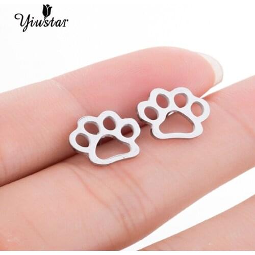 Yiustar Animal Pet Paw Print Earrings Punk Jewelry Studs Dog Gifts boucle d'oreille femme Puppy Cute Children Earrings Bijoux