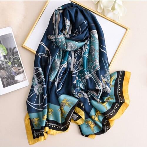KOI LEAPING new fashion horse carriage pattern scarves female outside holiday silk scarf beach beach towel long scarf