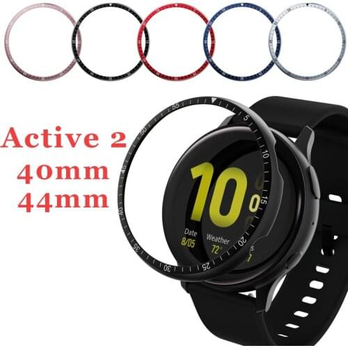 Alloy Metal Bezel Ring For Samsung Galaxy Watch active 2 40mm 44mm Protector Case Cover Sport Adhesive Metal Bumper Accessories