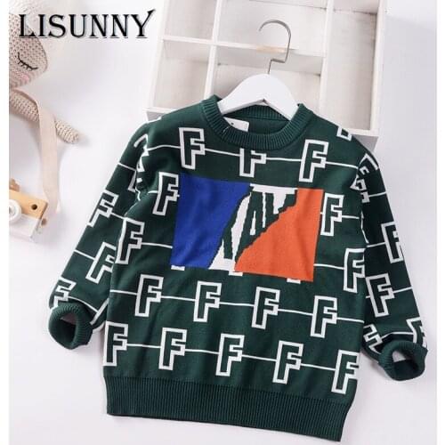 Boys Sweaters 2021 New Autumn Winter Baby Knitted Sweater Jumper for Children Pullover Toddler Letter Kids Knitted Clothes 5-9y
