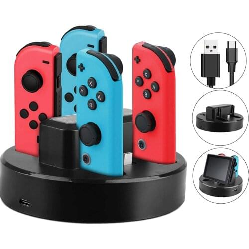 NS Switch 4 +1 Charging Dock For Nintend Switch LED Charger For Nintendo Switch Gamepad Charge Stand For Joy-con&Pro