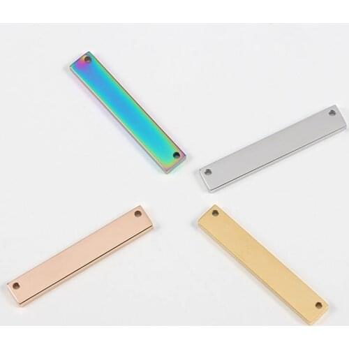 30pcs/Lot Real Stainless Steel Mirror Polish 6*35mm Rectangle Blank Bar Charm For Making Necklace Bracelet Accessories