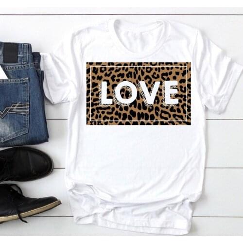 Women Leopard 2021 Holiday Clothing O-neck Fashion Cartoon Summer Graphic T Top Lady Print Tee Female Tshirts Clothes T-Shirt