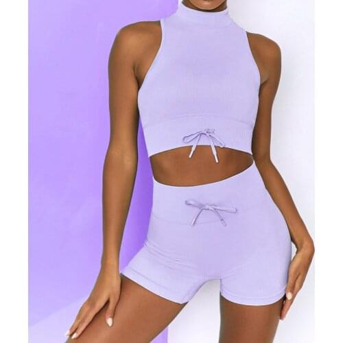 Womens Sports Set Push Up Yoga Set Workout Clothes For Women 2 Piece Sport Suit Crop Top+Shorts Yoga Suit For Fitness Tracksuit